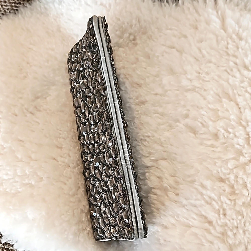 Garnet Hill Beaded Gray Clutch Evening Bag - Picture 2 of 9